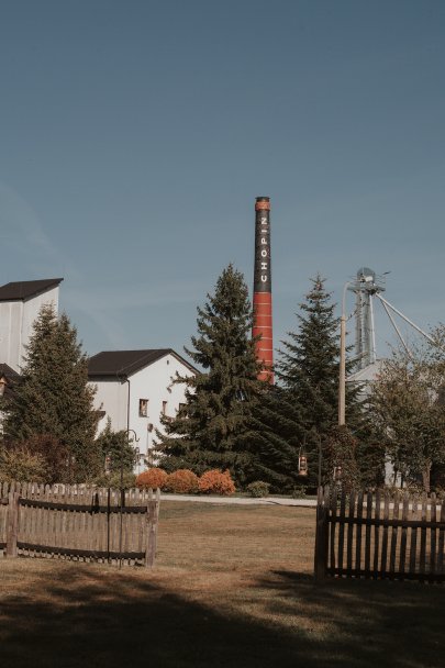 A bottle of Chopin Rye Vodka, Chopin Wheat Vodka, and Chopin Potato Vodka in the Chopin Vodka Distillery